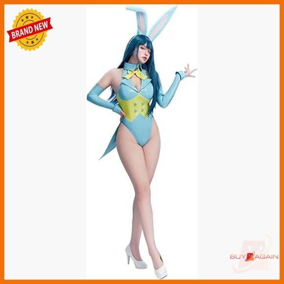 Bunny Costume Bodysuit Jumpsuit with Headband Faux Leather